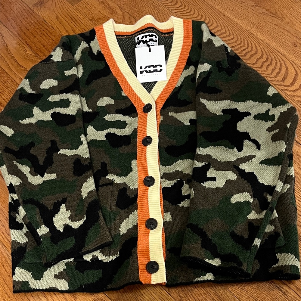 KBB by Kahlana Camouflage Cardigan Sweater - Green and Orange